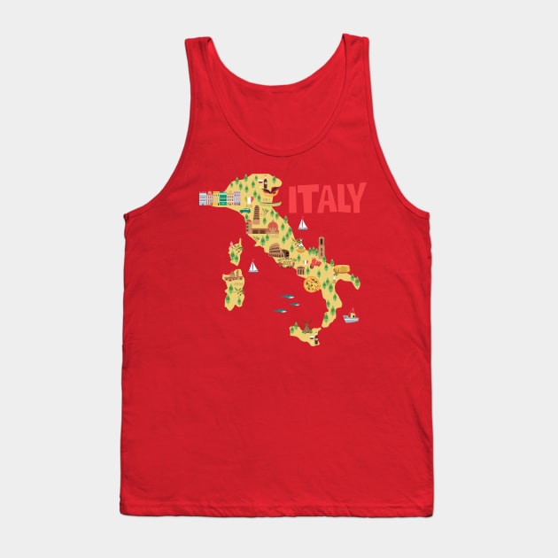 Italy Illustrated Map Tank Top by JunkyDotCom